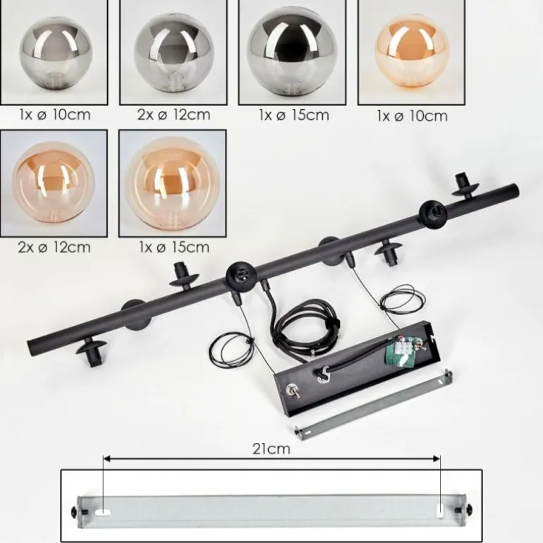 Chehalis Suspension, Boule lumineuse, Suspension Ambre, Fumé, 8 lumières