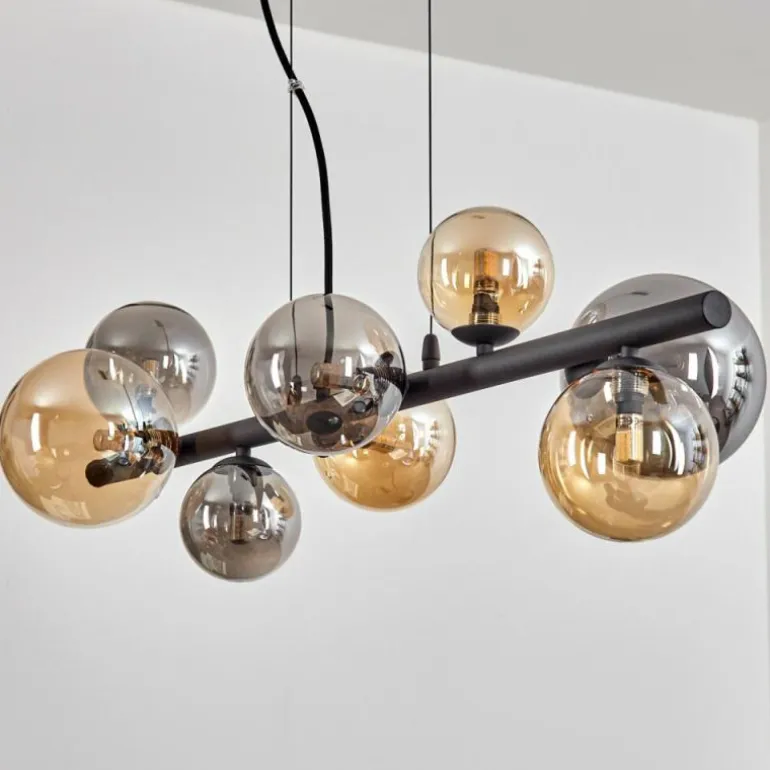 Chehalis Suspension, Boule lumineuse, Suspension Ambre, Fumé, 8 lumières