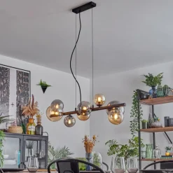 Chehalis Suspension, Boule lumineuse, Suspension Ambre, Fumé, 8 lumières