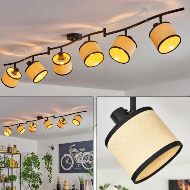 Chellas Plafonnier Noir, 6 lumières