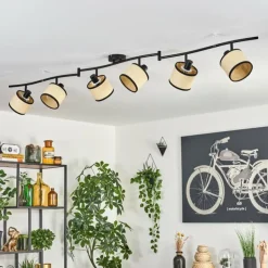 Chellas Plafonnier Noir, 6 lumières