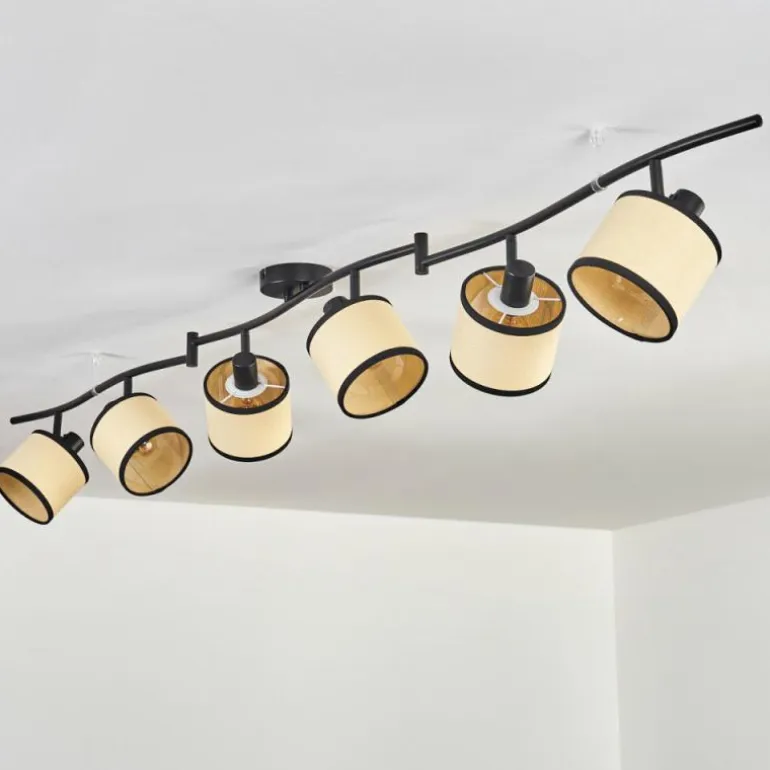 Chellas Plafonnier Noir, 6 lumières