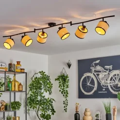 Chellas Plafonnier Noir, 6 lumières