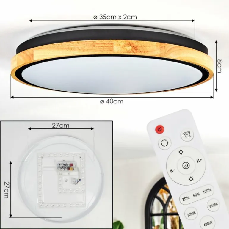 Coentral Plafonnier, Panel LED Blanc, 1 lumière, Télécommandes
