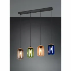 Cork Suspension Luminaires Trio Noir, 4 lumières
