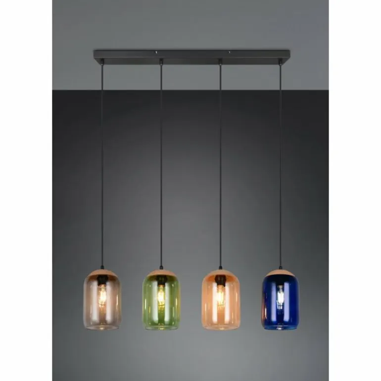 Cork Suspension Luminaires Trio Noir, 4 lumières