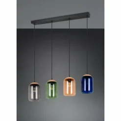 Cork Suspension Luminaires Trio Noir, 4 lumières