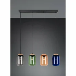 Cork Suspension Luminaires Trio Noir, 4 lumières