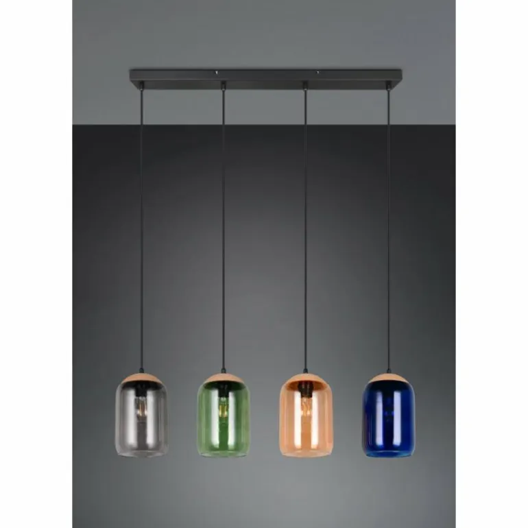 Cork Suspension Luminaires Trio Noir, 4 lumières