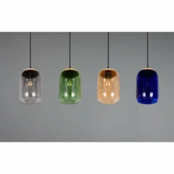 Cork Suspension Luminaires Trio Noir, 4 lumières