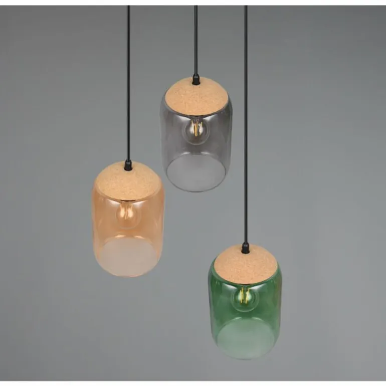 Cork Suspension Luminaires Trio Multicolore, 3 lumières