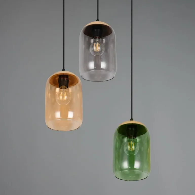 Cork Suspension Luminaires Trio Multicolore, 3 lumières