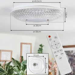 Curin Plafonnier LED Blanc, 1 lumière, Télécommandes