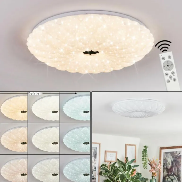 Cyran Plafonnier LED Blanc, 1 lumière, Télécommandes
