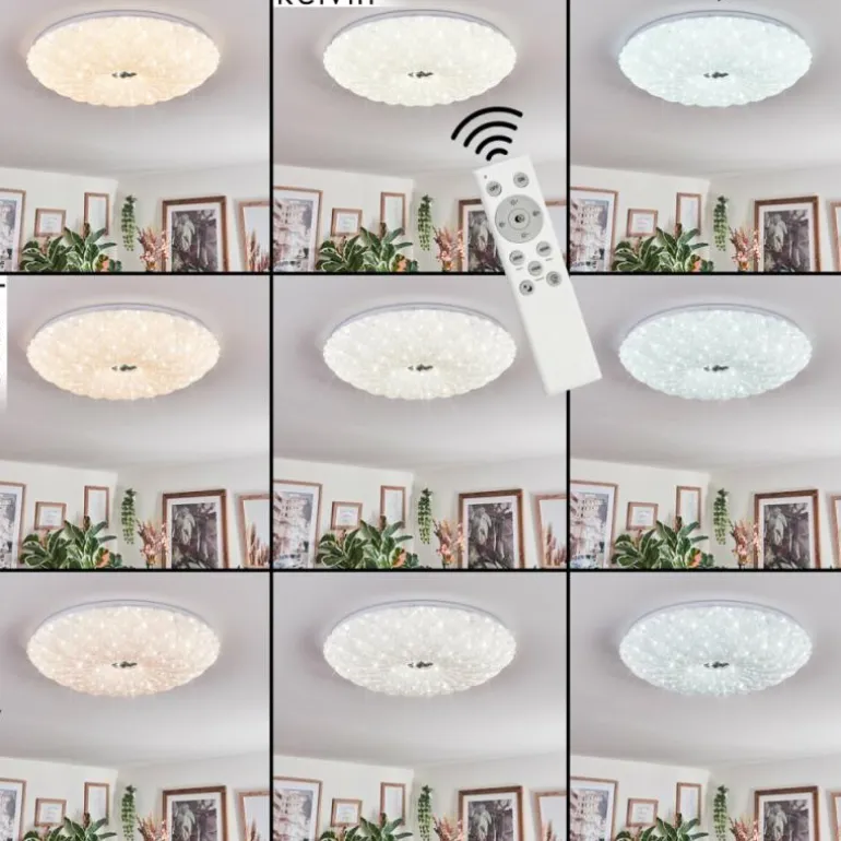 Cyran Plafonnier LED Blanc, 1 lumière, Télécommandes