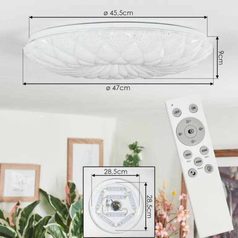 Cyran Plafonnier LED Blanc, 1 lumière, Télécommandes