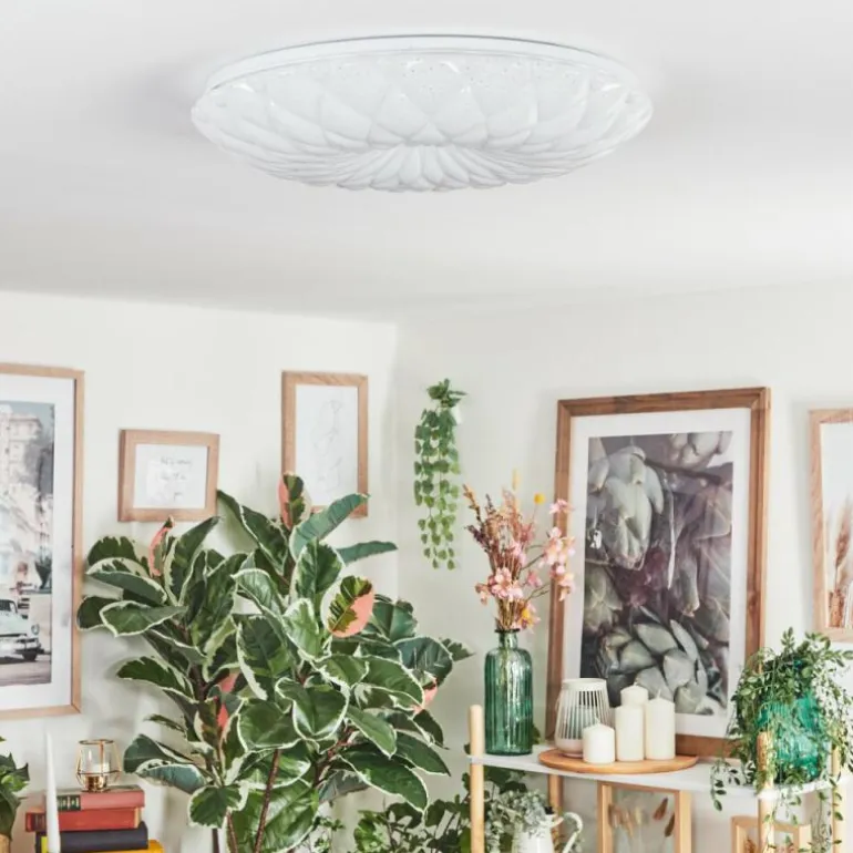 Cyran Plafonnier LED Blanc, 1 lumière, Télécommandes