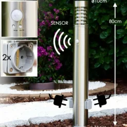Dakar Eclairage de chemin Acier inoxydable, 1 lumière, Détecteur de mouvement