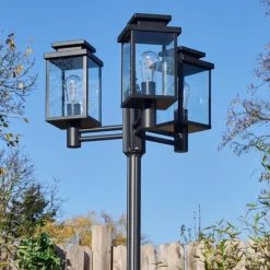 Dalasjo Réverbère, Eclairage de chemin Noir, 3 lumières