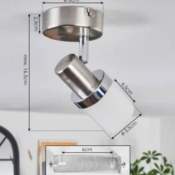 Davor Plafonnier, Spot de plafond Chrome, Nickel mat, 1 lumière