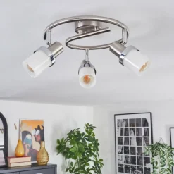 Davor Plafonnier, Spot de plafond Chrome, Nickel mat, 3 lumières