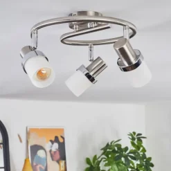 Davor Plafonnier, Spot de plafond Chrome, Nickel mat, 3 lumières