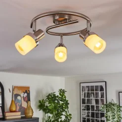Davor Plafonnier, Spot de plafond Chrome, Nickel mat, 3 lumières