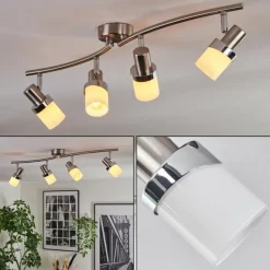 Davor Plafonnier, Spot de plafond Chrome, Nickel mat, 4 lumières