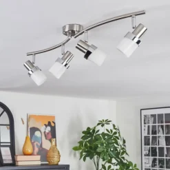Davor Plafonnier, Spot de plafond Chrome, Nickel mat, 4 lumières