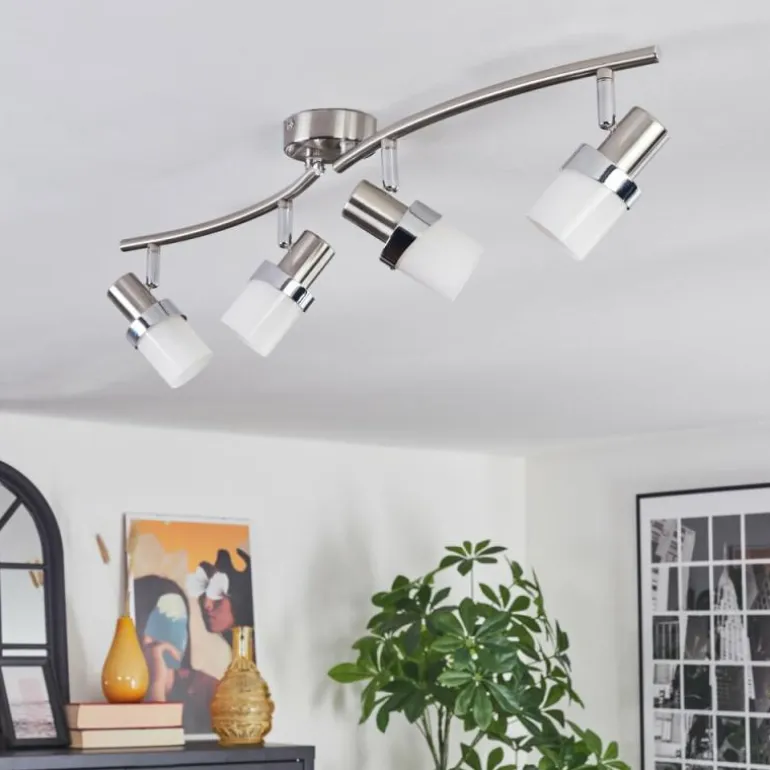 Davor Plafonnier, Spot de plafond Chrome, Nickel mat, 4 lumières