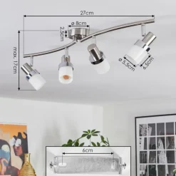 Davor Plafonnier, Spot de plafond Chrome, Nickel mat, 4 lumières