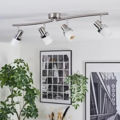 Davor Plafonnier, Spot de plafond Chrome, Nickel mat, 4 lumières