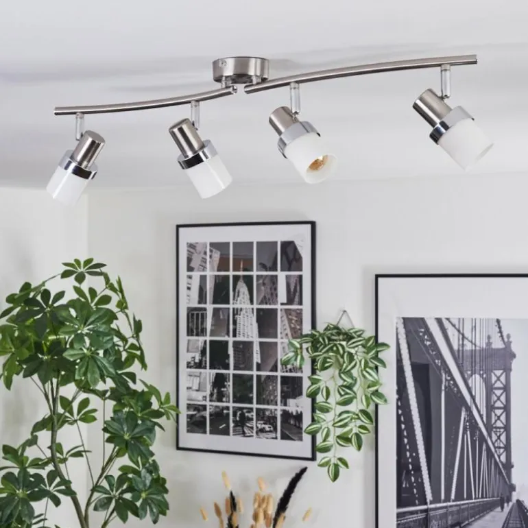 Davor Plafonnier, Spot de plafond Chrome, Nickel mat, 4 lumières