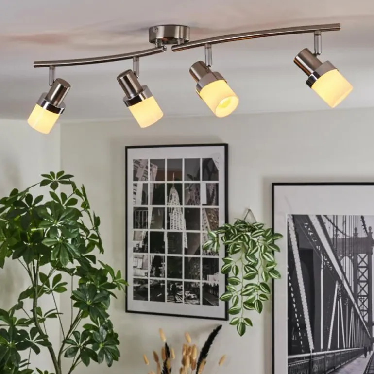 Davor Plafonnier, Spot de plafond Chrome, Nickel mat, 4 lumières