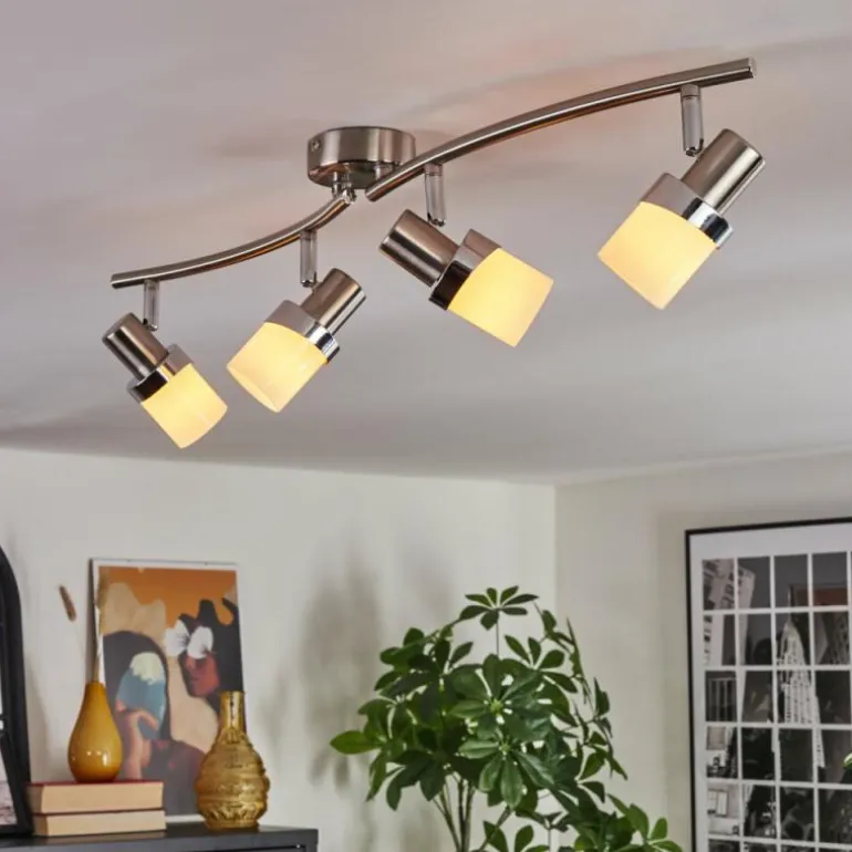 Davor Plafonnier, Spot de plafond Chrome, Nickel mat, 4 lumières