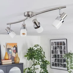 Davor Plafonnier, Spot de plafond Chrome, Nickel mat, 4 lumières