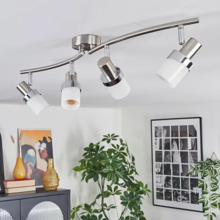 Davor Plafonnier, Spot de plafond Chrome, Nickel mat, 4 lumières