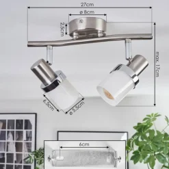 Davor Plafonnier, Spot de plafond Chrome, Nickel mat, 2 lumières