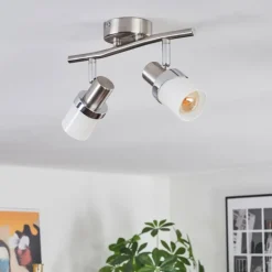Davor Plafonnier, Spot de plafond Chrome, Nickel mat, 2 lumières