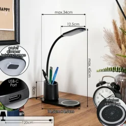 Debelmose Lampe de bureau, Lampe à poser LED Noir, 1 lumière