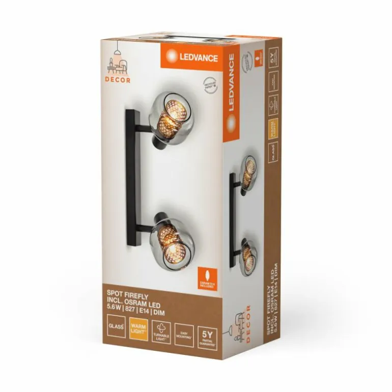 DECOR Applique murale / Plafonnier Luminaires Ledvance LED Noir, 2 lumières