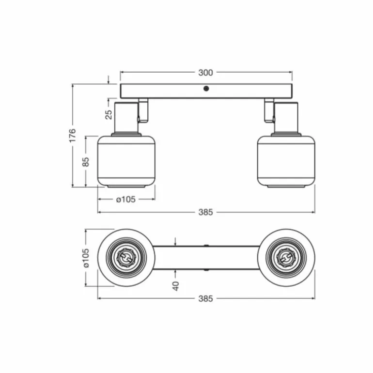 DECOR Applique murale / Plafonnier Luminaires Ledvance LED Noir, 2 lumières