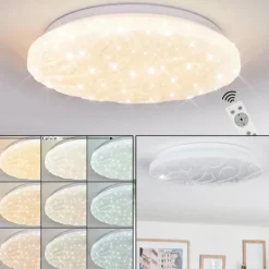 Deral Plafonnier LED Blanc, 1 lumière, Télécommandes