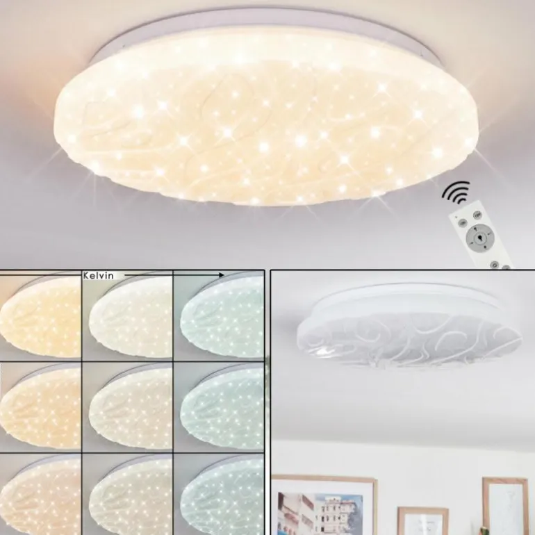 Deral Plafonnier LED Blanc, 1 lumière, Télécommandes