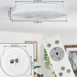 Deral Plafonnier LED Blanc, 1 lumière, Télécommandes