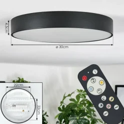 Diagonal Plafonnier LED Noir, 1 lumière, Télécommandes