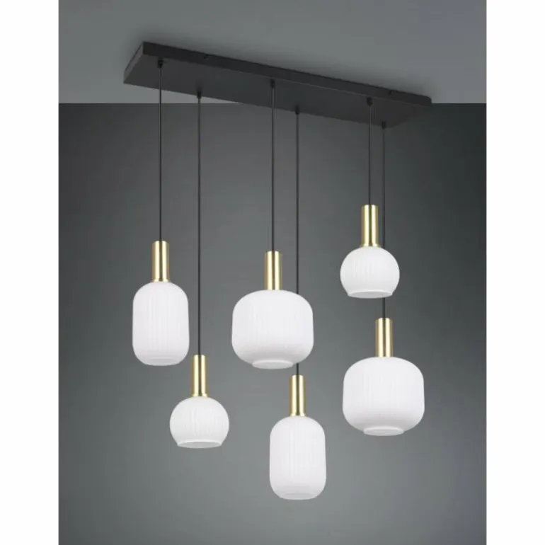 Diva Suspension Luminaires Trio Laiton, 6 lumières