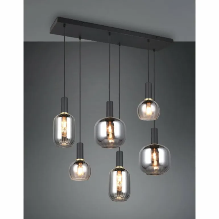 Diva Suspension Luminaires Trio Noir, 6 lumières