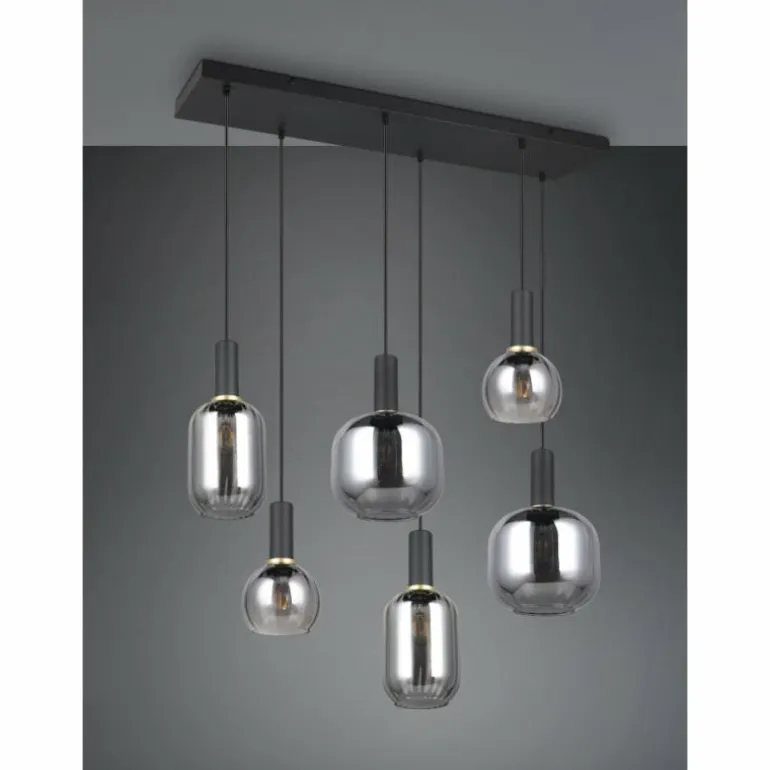Diva Suspension Luminaires Trio Noir, 6 lumières