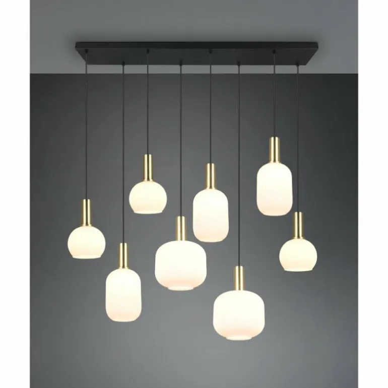 Diva Suspension Luminaires Trio Laiton, 8 lumières